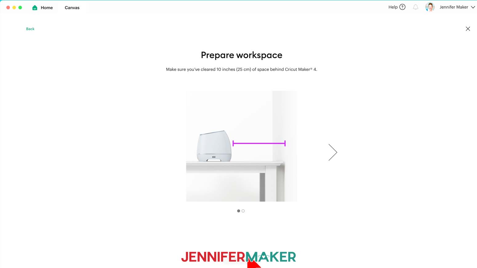 The "Prepare workspace" screen in Cricut Design Space, shown during the new machine setup.