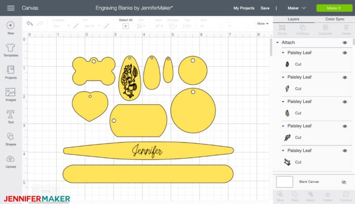 Adding a design to an engraving blank to use the Cricut maker engraving tool on metal