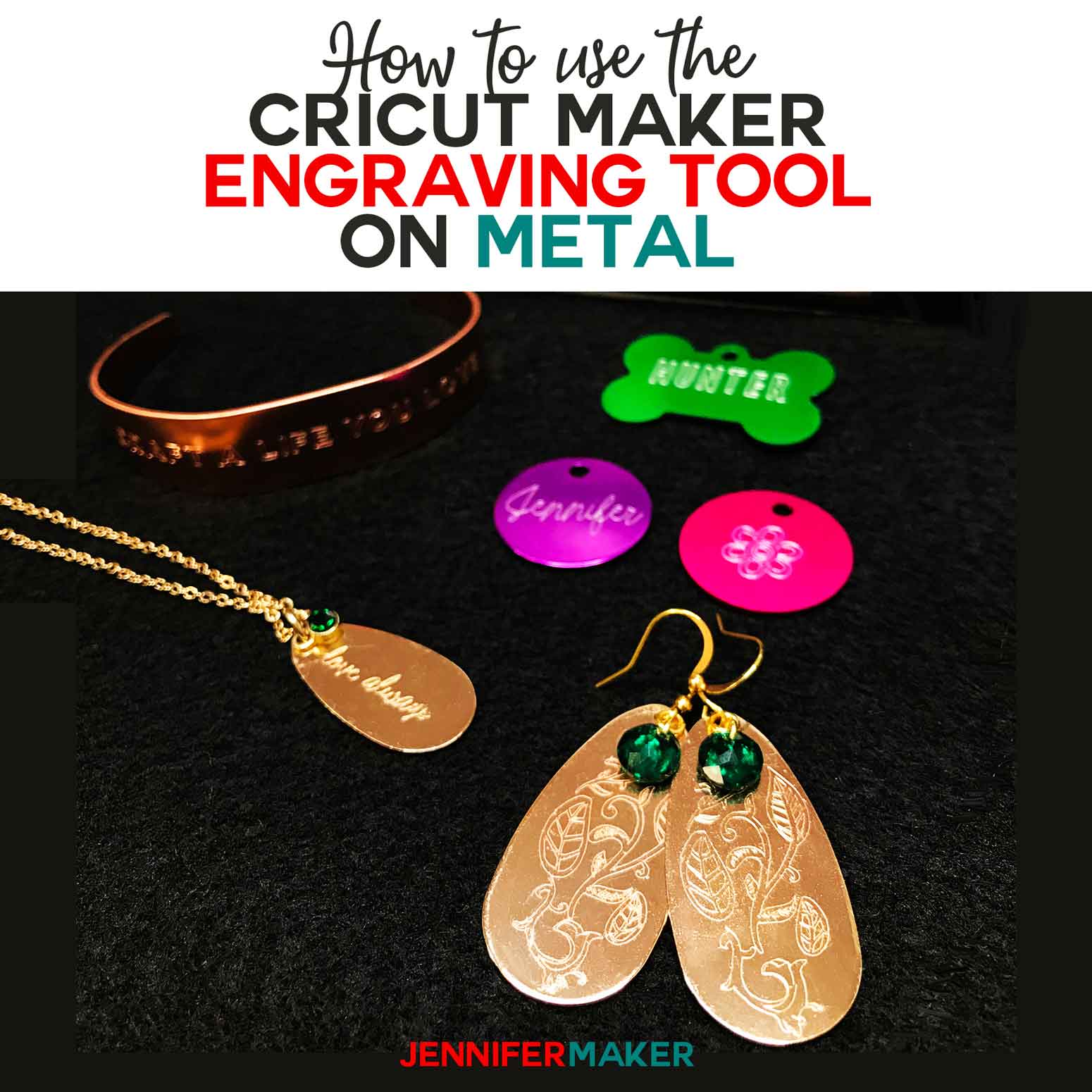 Cricut Maker Engraving Tool on Metal: Dog Tags, Bracelets, and Earrings!
