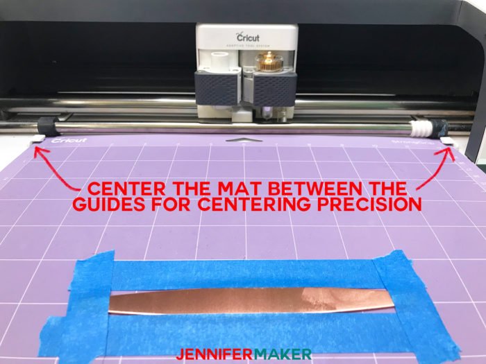 Center your mat in between the mat guides as you push it in for better centering control when you use your Cricut Maker engraving tool