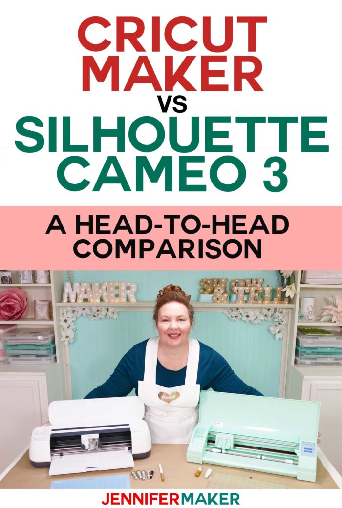 Compare the Cricut Maker vs Silhouette Cameo 3 in this head-to-head showdown between the two top-of-the-line cutting machines #cricutmaker #silhouettecameo