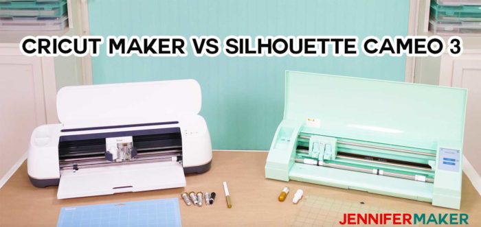 Compare the Cricut Maker vs Silhouette Cameo 3 in this head-to-head showdown between the two top-of-the-line cutting machines #cricutmaker #silhouettecameo