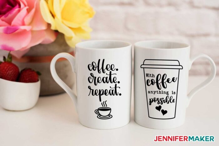 Coffee loving decals for ceramic mugs are one of my best Cricut mug ideas