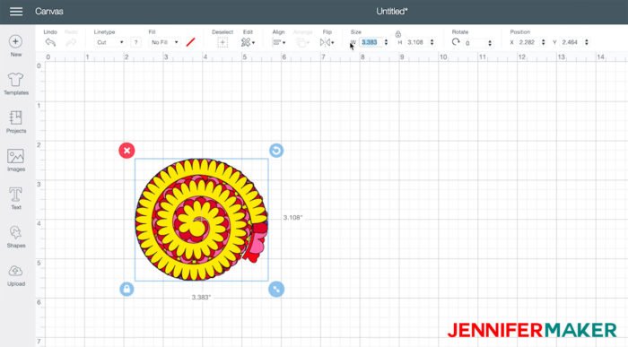 Resizing Cricut paper flowers in Cricut Design Space