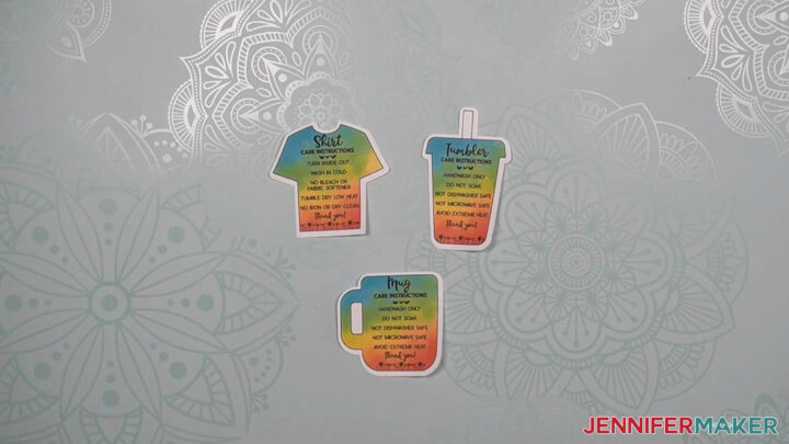 Round cup care instruction cards. Tumbler care card SVG sticker