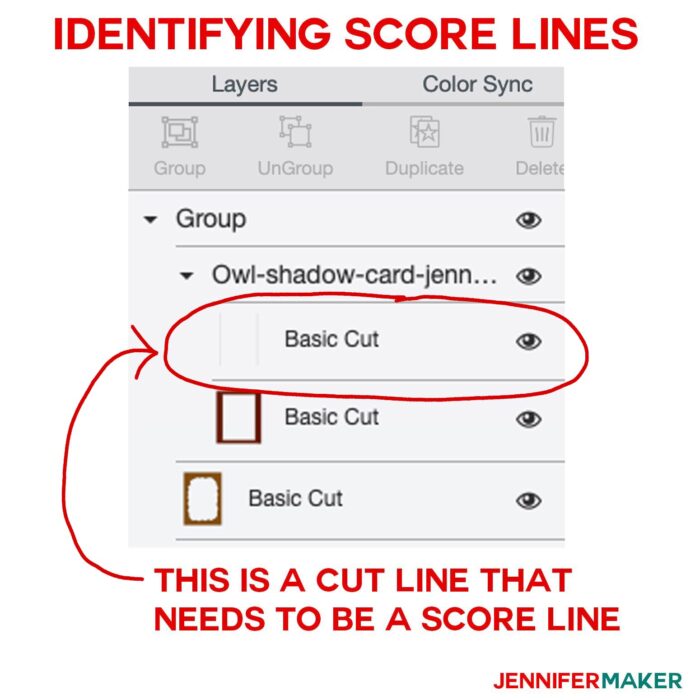 How to identify cut lines that should be score lines for Cricut Scoring