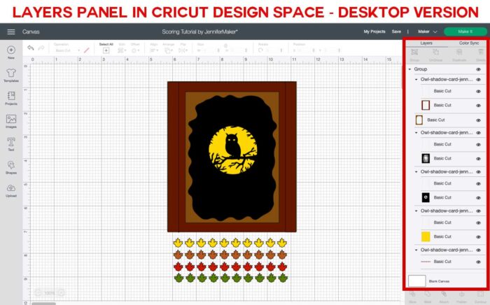 Cricut Design Space Layers Panel: Cricut Scoring Tutorial