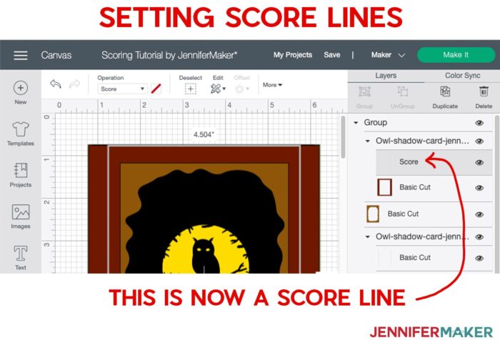 Setting score lines in Cricut Design Space for Cricut Scoring