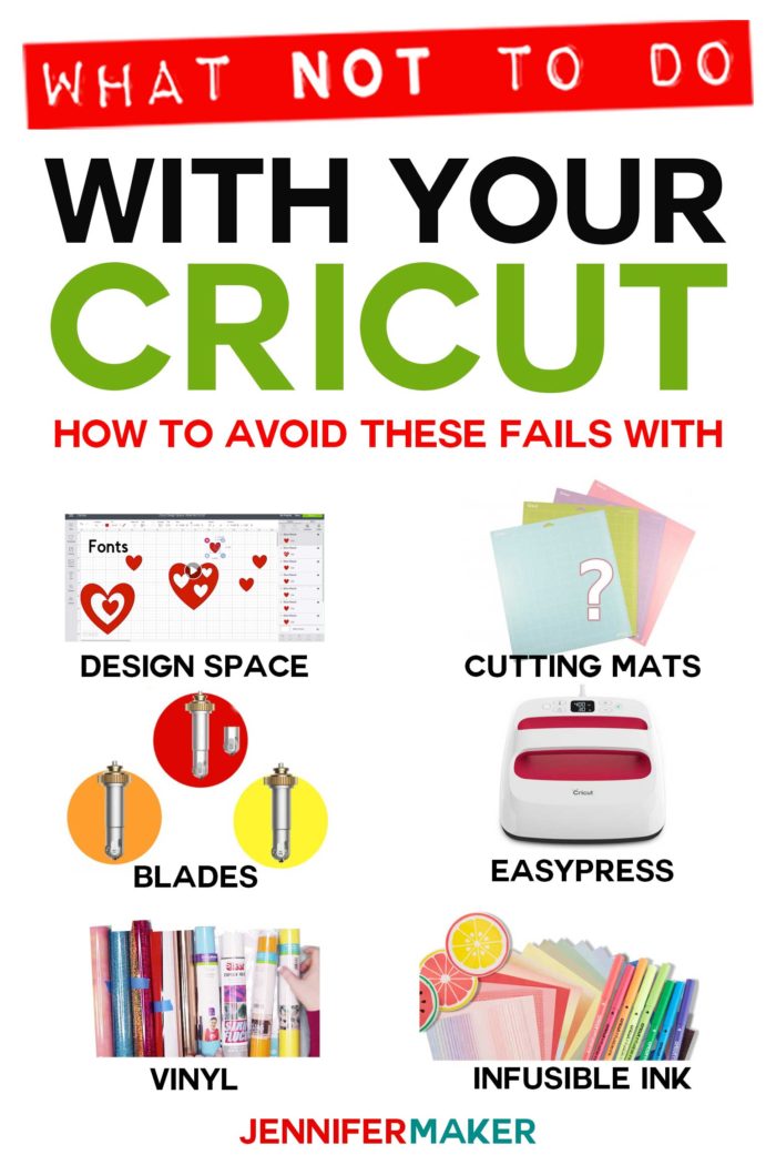 Cricut Tips: What NOT to do for successful projects in Design Space, with cutting mats, blades, vinyl, Infusible Ink, and the EasyPress! #cricut #infusibleink #easypress