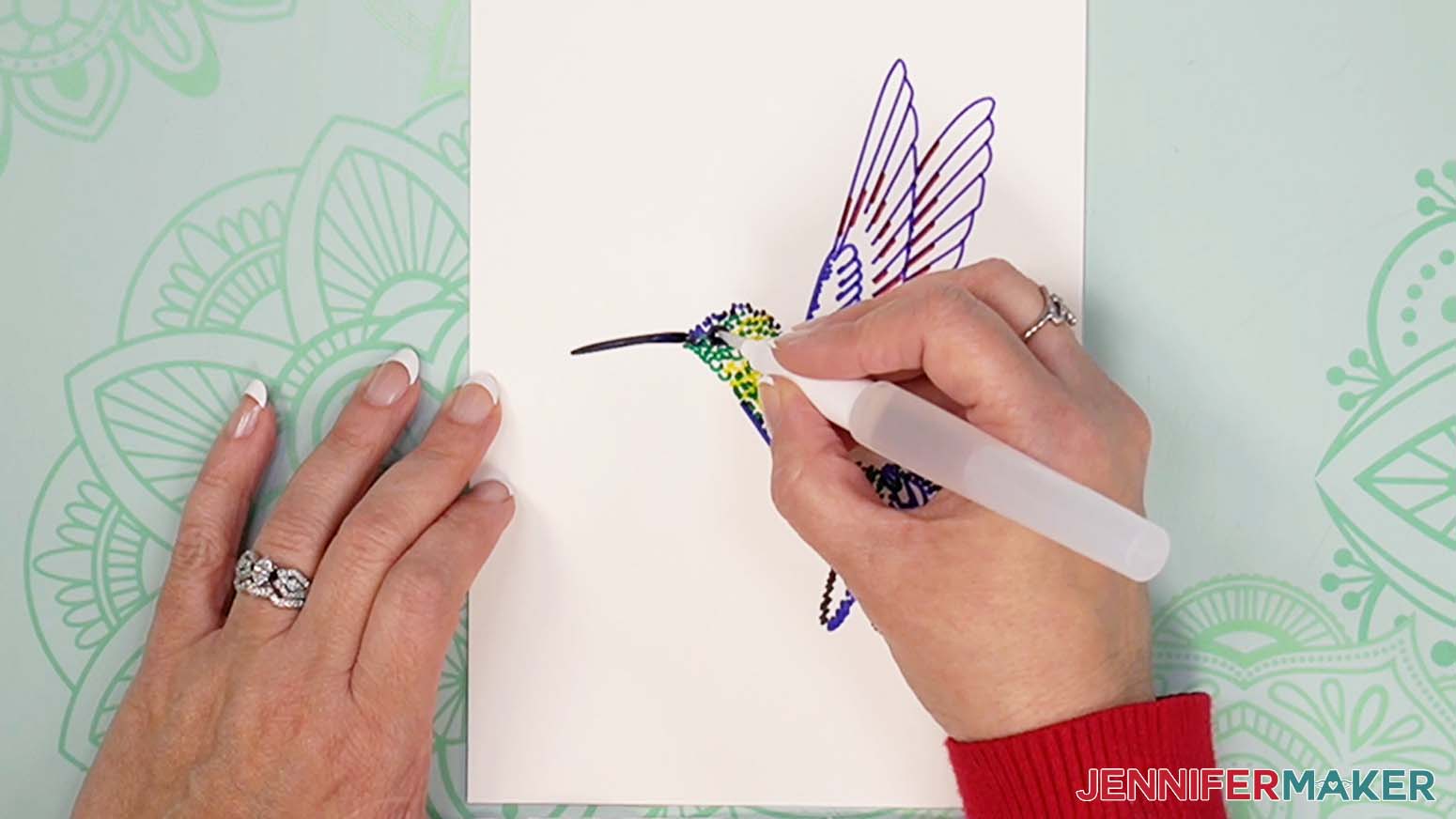 Hummingbird painting beak and eye