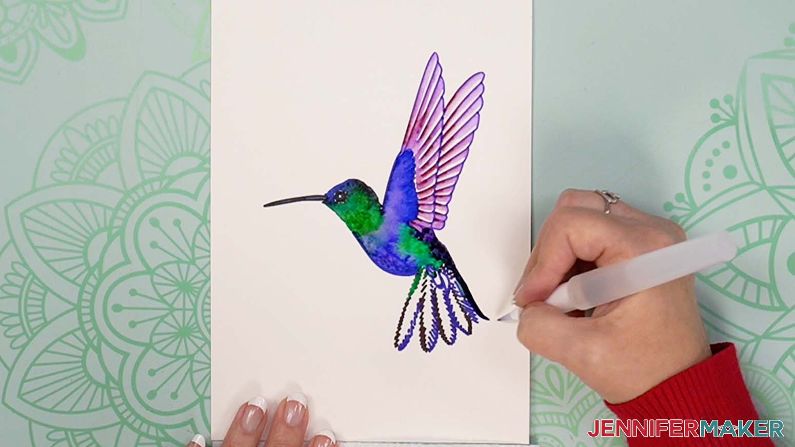 Hummingbird painting top black tail