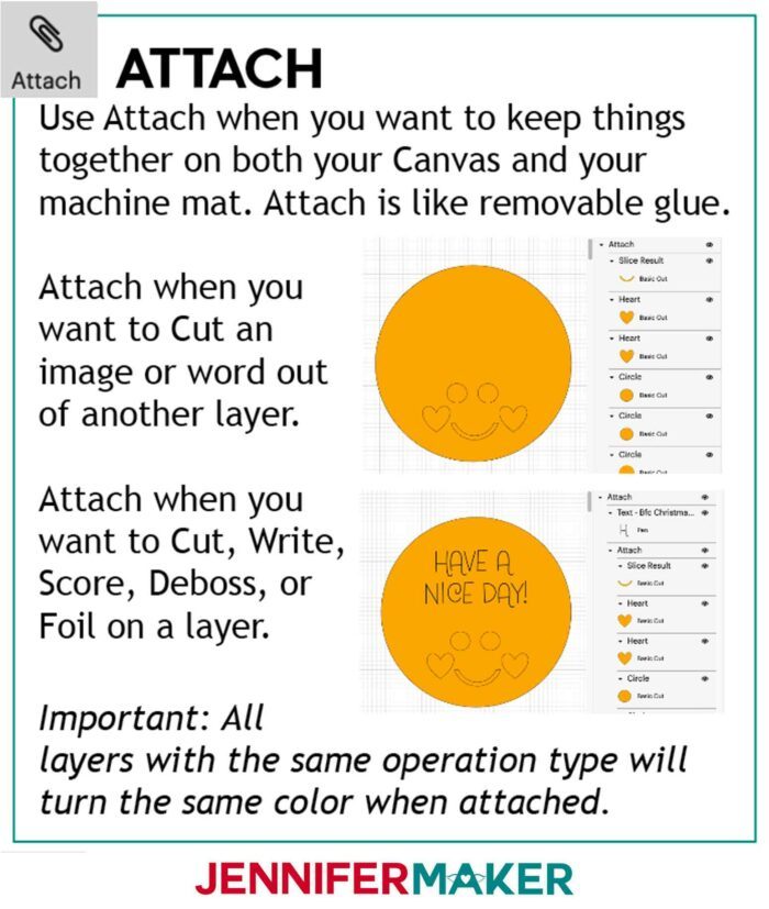 Cricut Weld vs Attach - Use the attach tool to keep things together on the canvas and mat