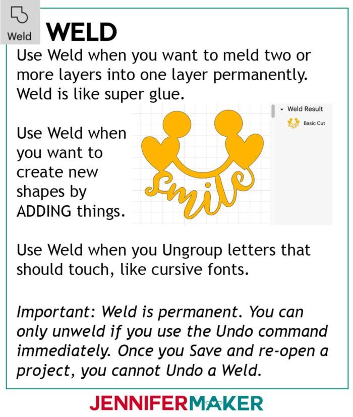 Cricut Slice vs Weld vs Attach - Use the Weld tool to make new shapes