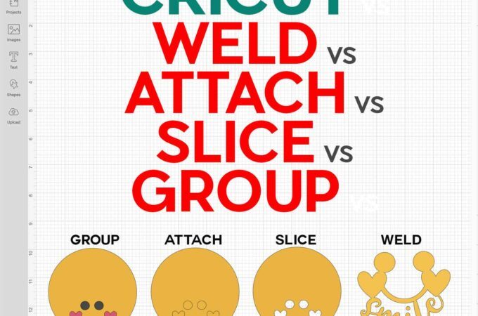 Cricut Weld vs Attach vs Slice vs Group Cheat Sheet by JenniferMaker