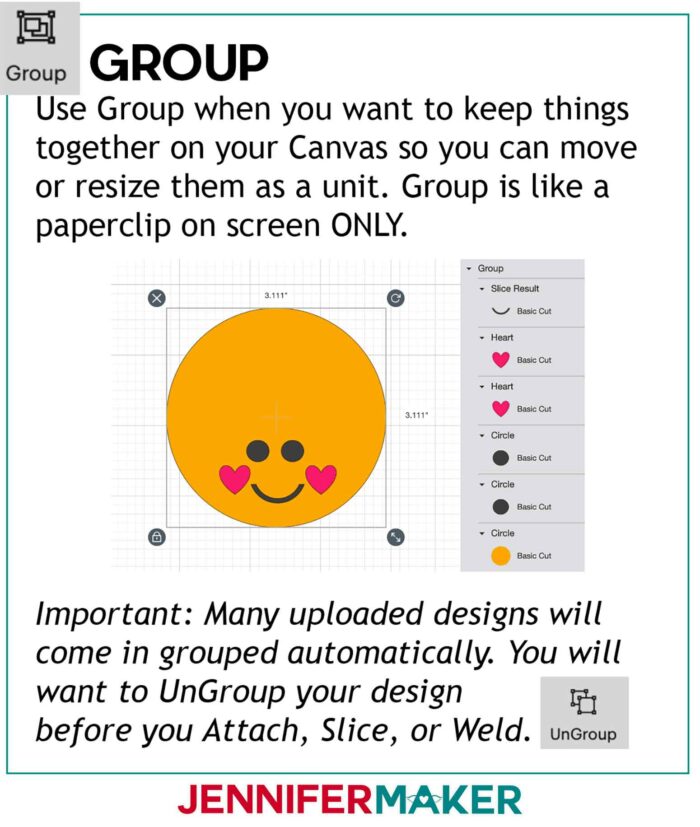 When to use the Cricut Group tool in Cricut Design Space