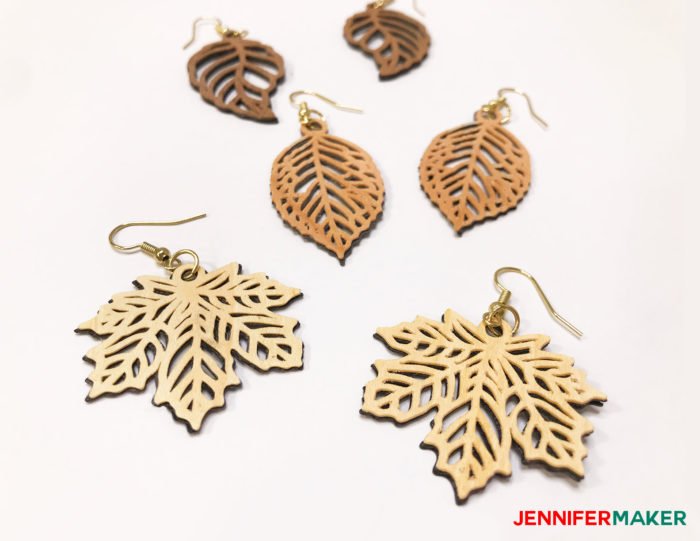 Cricut Wood Veneer Earrings with intricate cuts