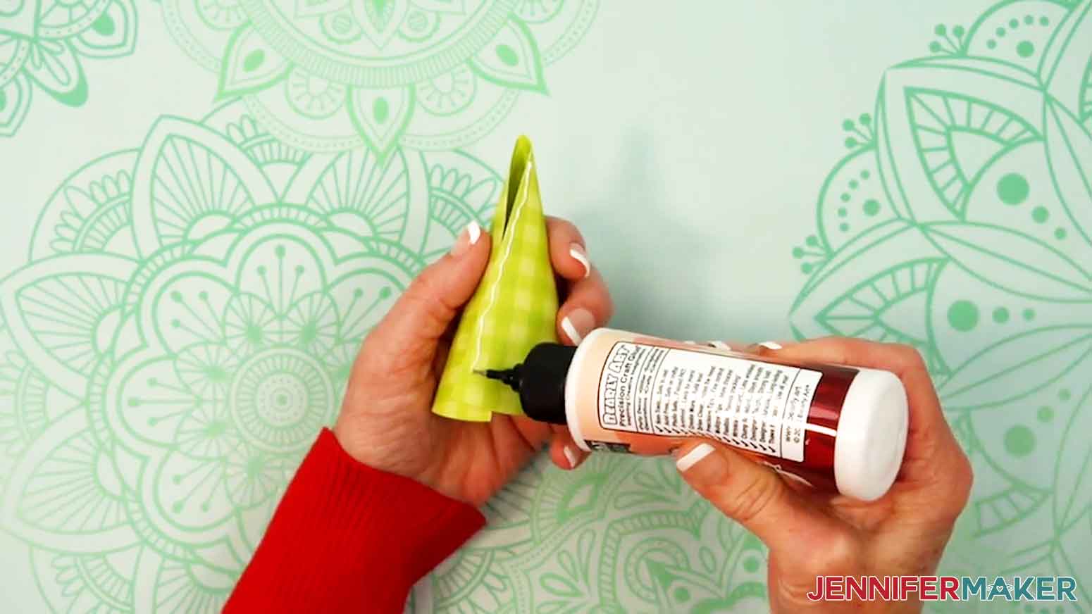 Apply a line of craft glue along the edge of the gnome hat.
