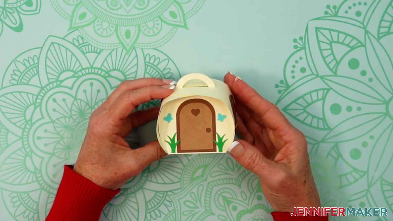 Fold the sides together to complete the mushroom house.