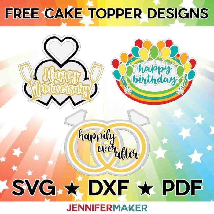 Set of 6 Cake Toppers Cake Topper Svg Wedding Cake Topper 