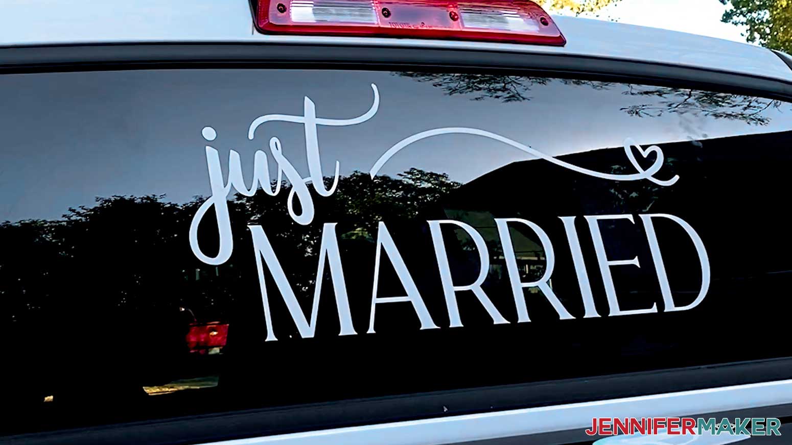 Just Married #2 customized decal on vehicle window