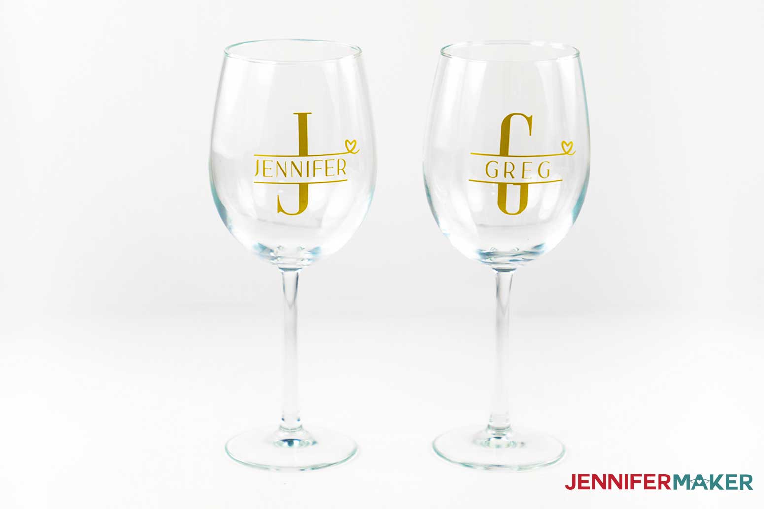 Customized decals monogram wine glasses