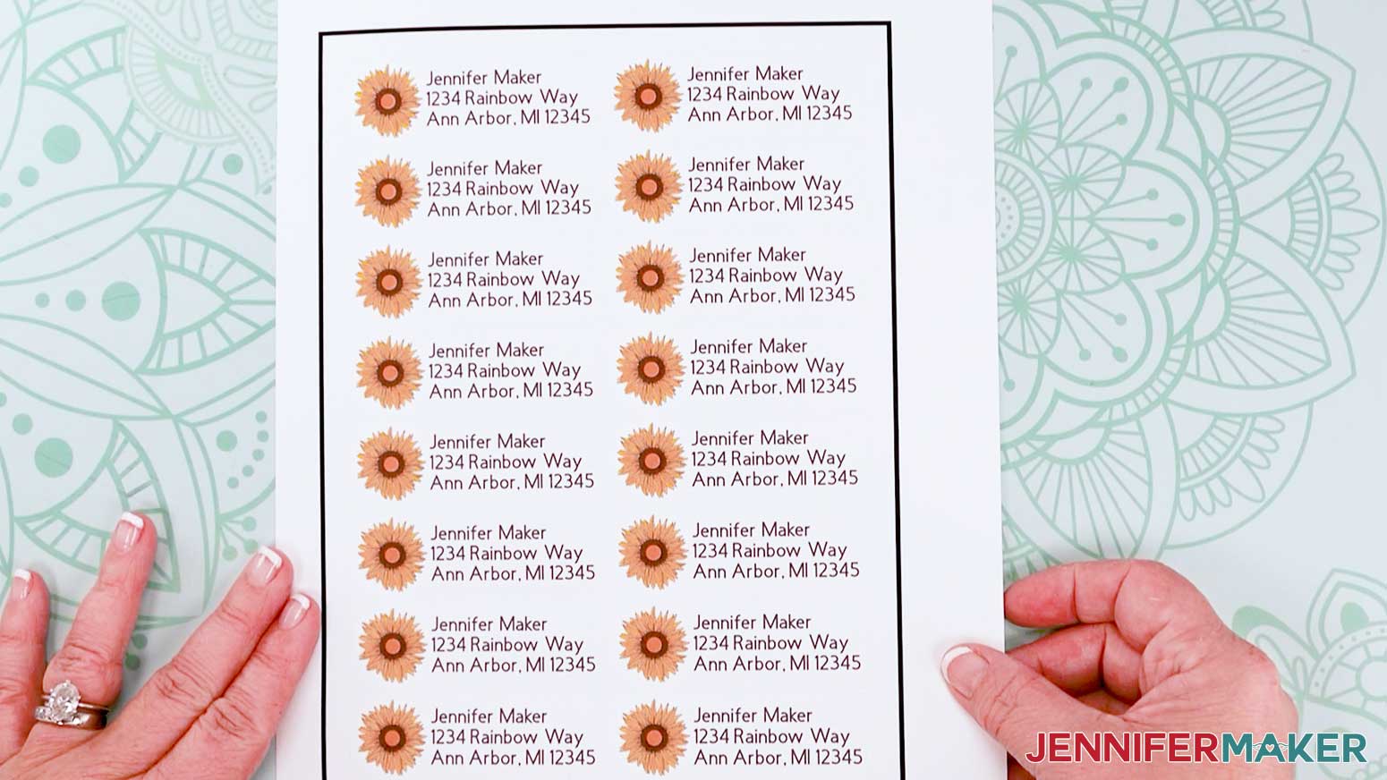 full sheet of personalized address labels
