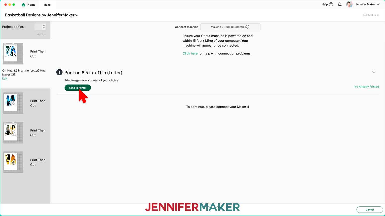 On the Make screen, click "Sent to Printer."