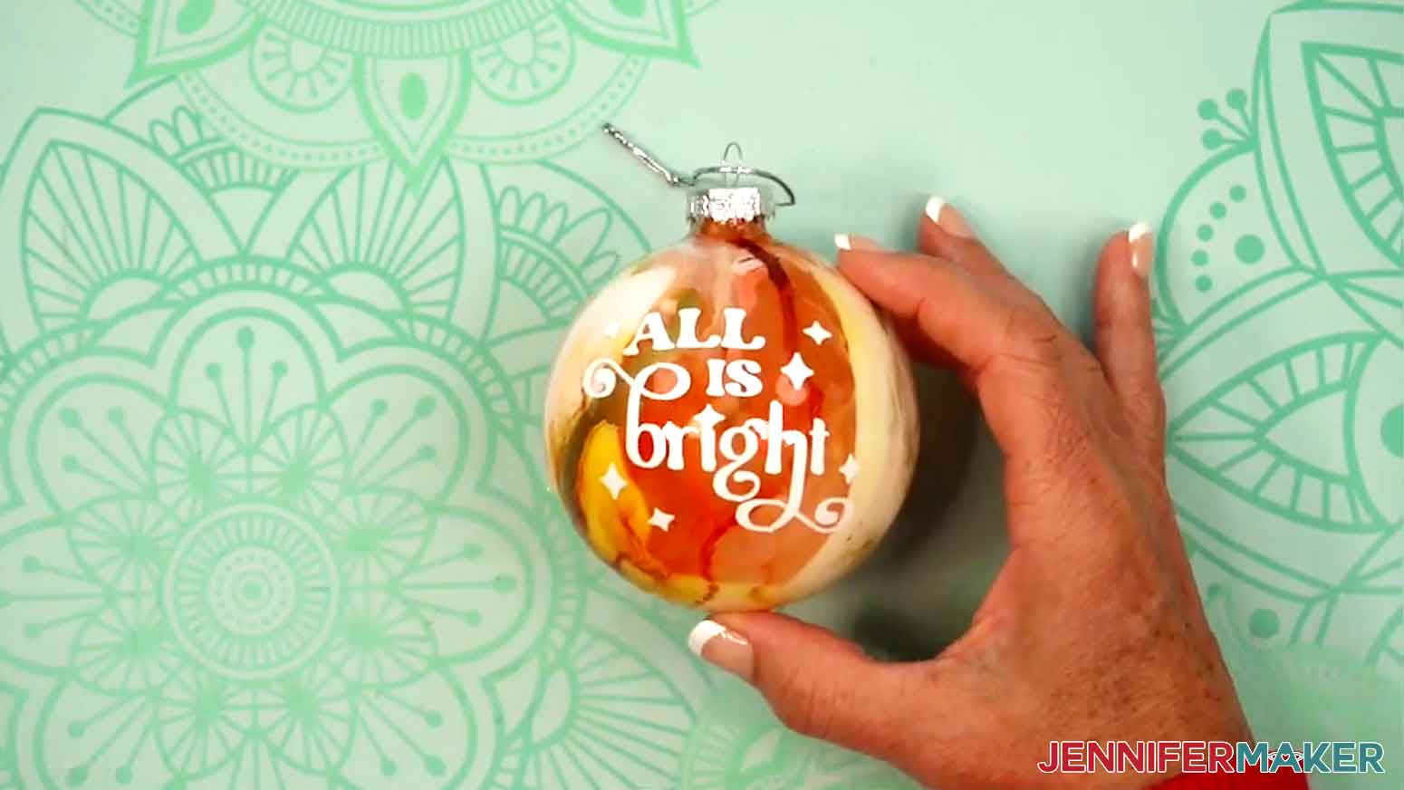 The DIY Alcohol Ink Ornament is finished.