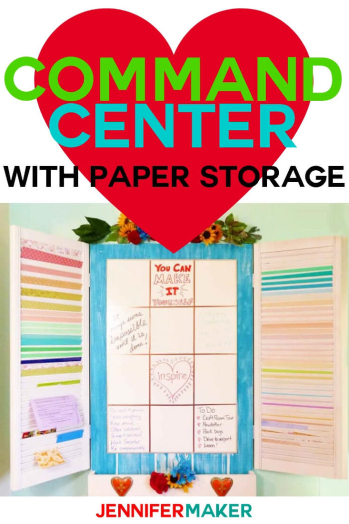 This DIY Command Center with paper storage is perfect to keep your home and craft room organized. #diy #tutorial #craftroom