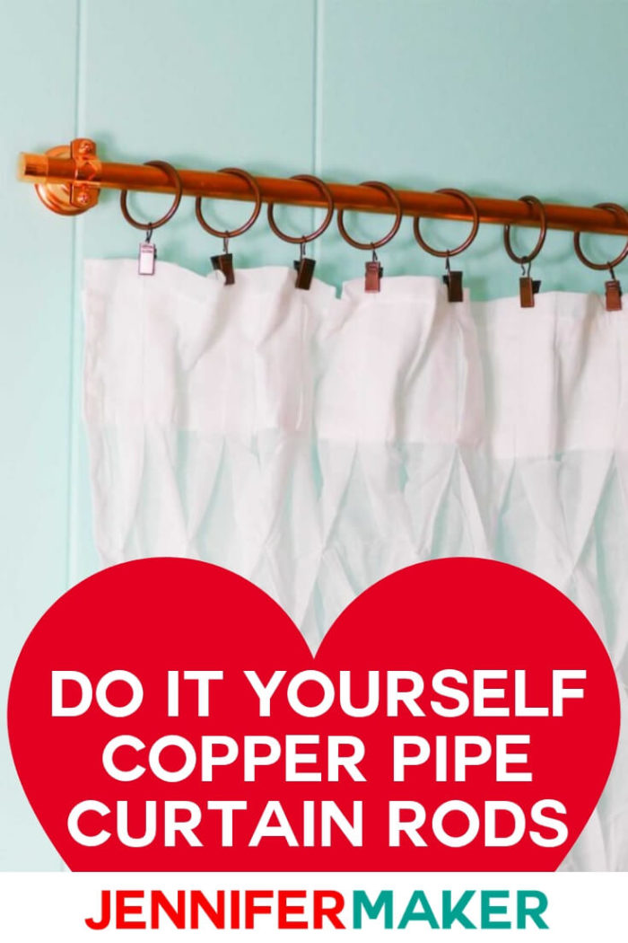 Learn how to make custom and beautiful window treatments with DIY copper pipe curtain rods -- inexpensively and easily! #diy #tutorial #craftroom