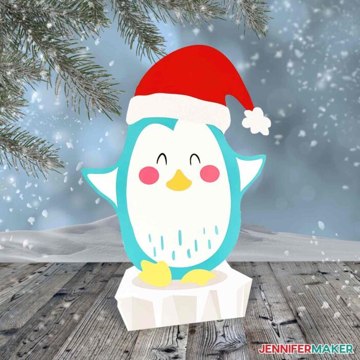 Cute Penguin with a Santa hat as stand-up DIY Cut Out Characters