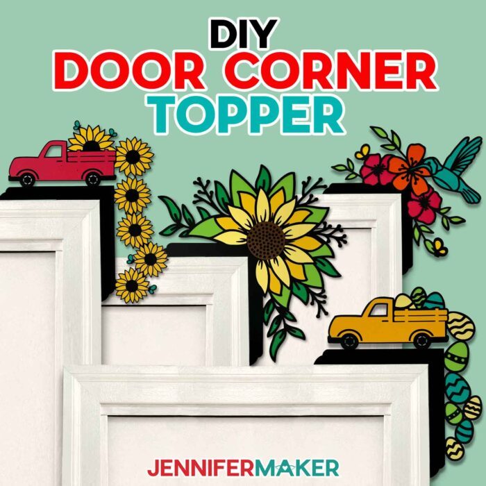 Learn how to make a DIY Door Corner Topper with the free designs and tutorial! Four door toppers in truck, sunflower, and hummingbird designs.