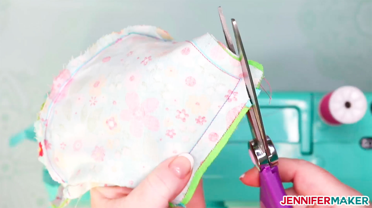 Clip the corners of your homemade face mask with scissors to reduce bulk