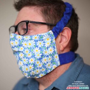 Chad Larner wearing his DIY face mask made on a Cricut with velcro straps