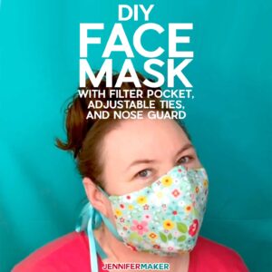 Cricut Face Mask Pattern with Filter Pocket, Adjustable Ties, and Nose Guard - Free Printable Pattern and SVG Cut File for Cricut