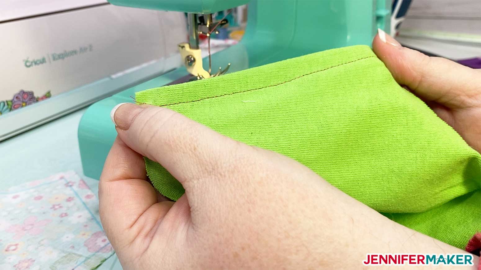 Sewing down the folded edge of the filter pocket layer