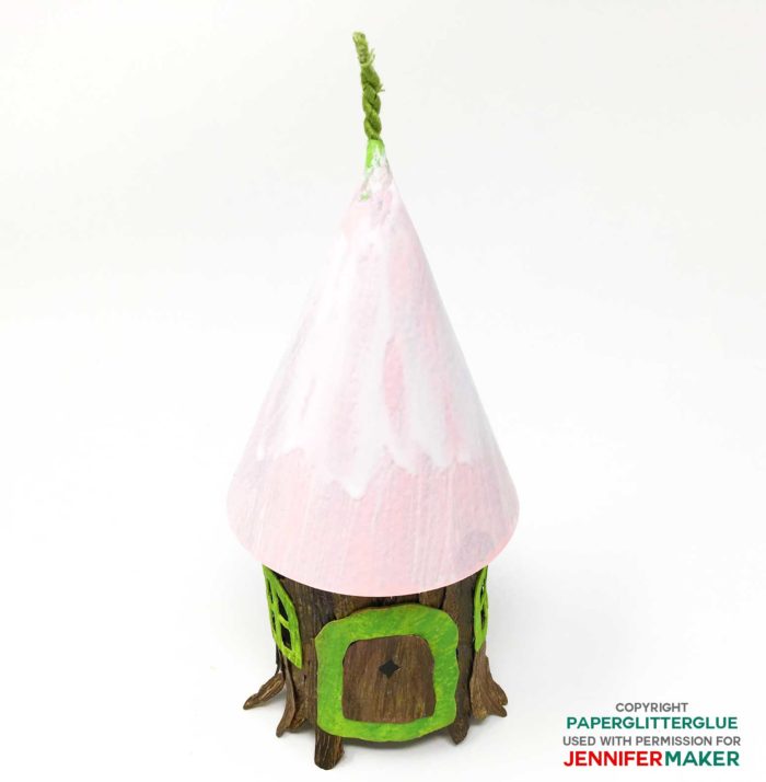 Gluing petals on the cone of a paper fairy house