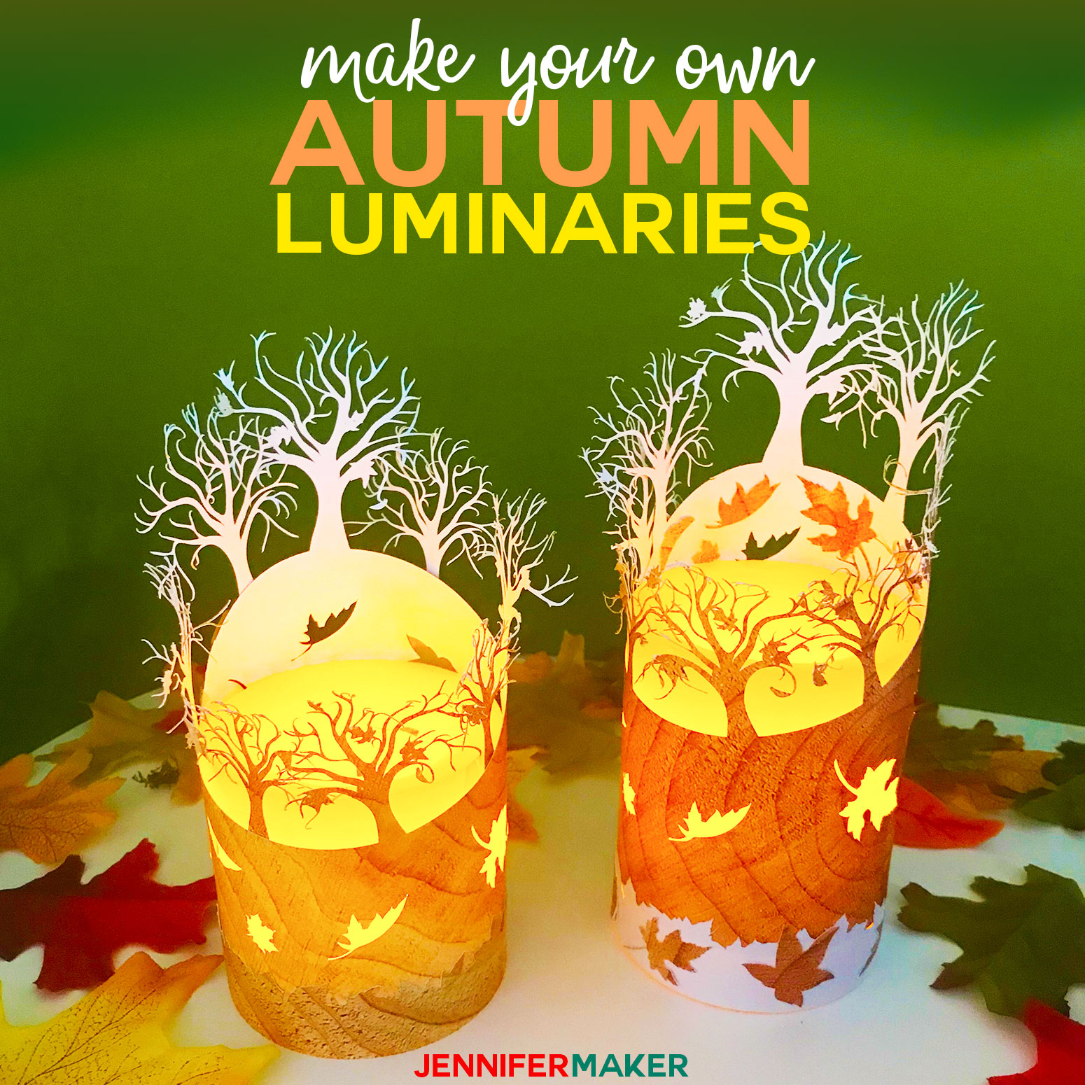 DIY Fall Luminary from Paper - Made on a Cricut | #luminary #papercraft #svgcutfile #cricut