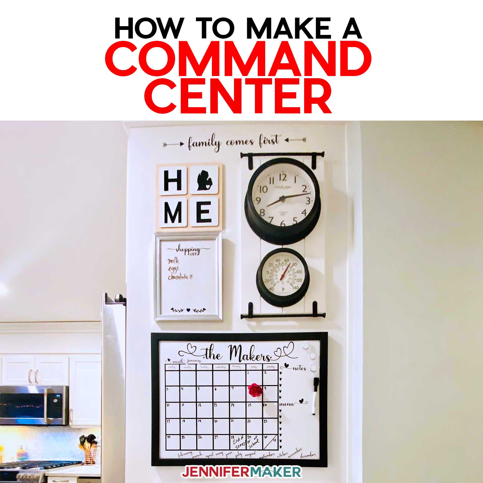 Make a Family Command Center with big organization for a small space #diyhomedecor #storage #organization