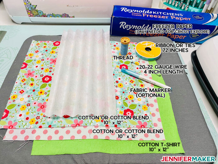 Materials, fabric, thread, and filter to make Cricut face mask patterns