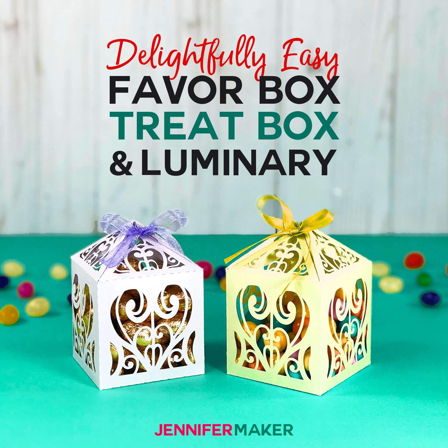 Make these DIY favor boxes for weddings, treat boxes for holidays, and paper luminaries for whenever! Includes a free filigree box template #svgcutfile #cricut #weddings #papercraft