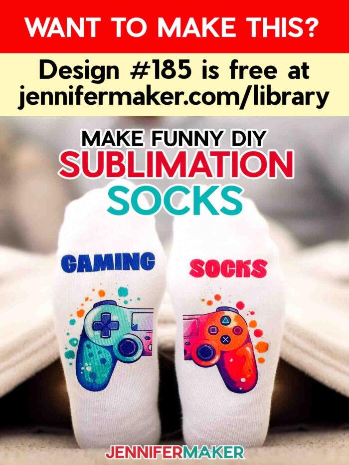 DIY funny socks are available for free in Design #185 in the free  JenniferMaker resource library.