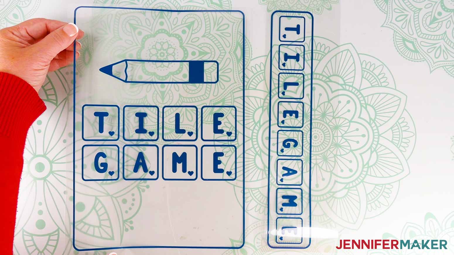 Weeded iron on vinyl decals for the DIY board game box