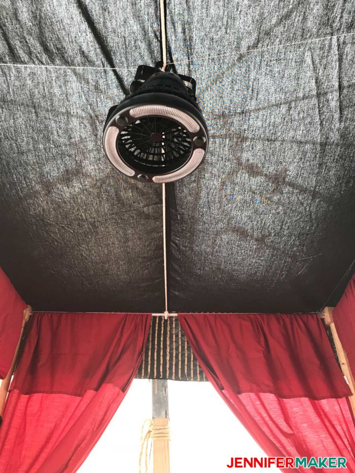 DIY four poster bed with canopy is a fun glamping idea