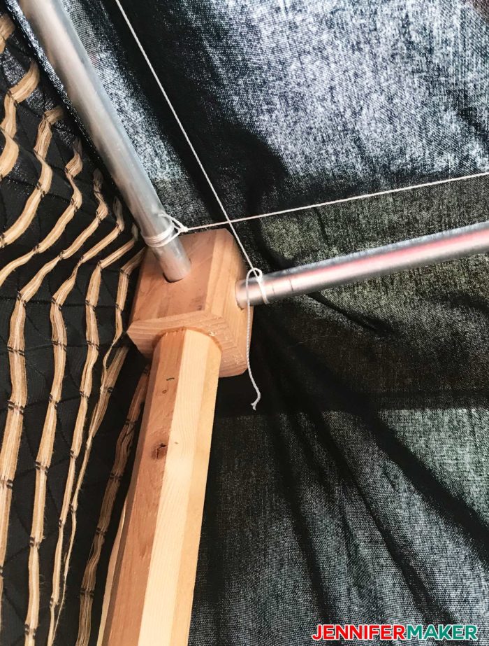 DIY four poster bed with canopy is a fun glamping idea
