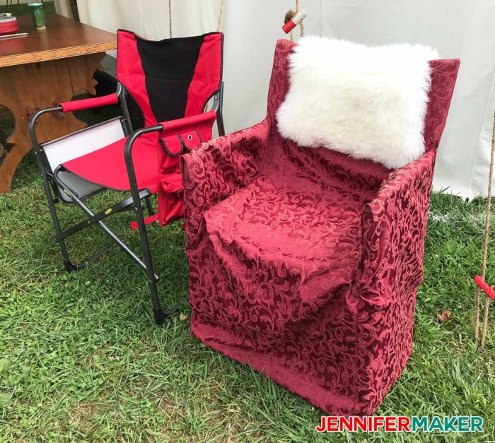 How to upholster camp chairs to look fabulous, a DIY glamping idea