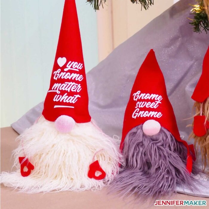 Fun & Easy DIY Gnomes with Free hat patterns and decorations you can cut on your Cricut! - Make a Christmas gnome!