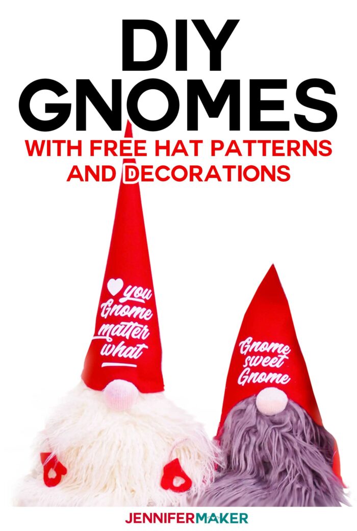 Fun & Easy DIY Gnomes with Free hat patterns and decorations you can cut on your Cricut! - Make a Christmas gnome! #cricut #christmascraft #gnomes