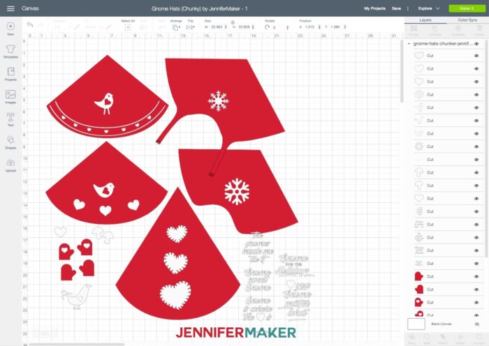 Chunky DIY Gnome Hat pattern and SVG cut file uploaded to Cricut Design Space