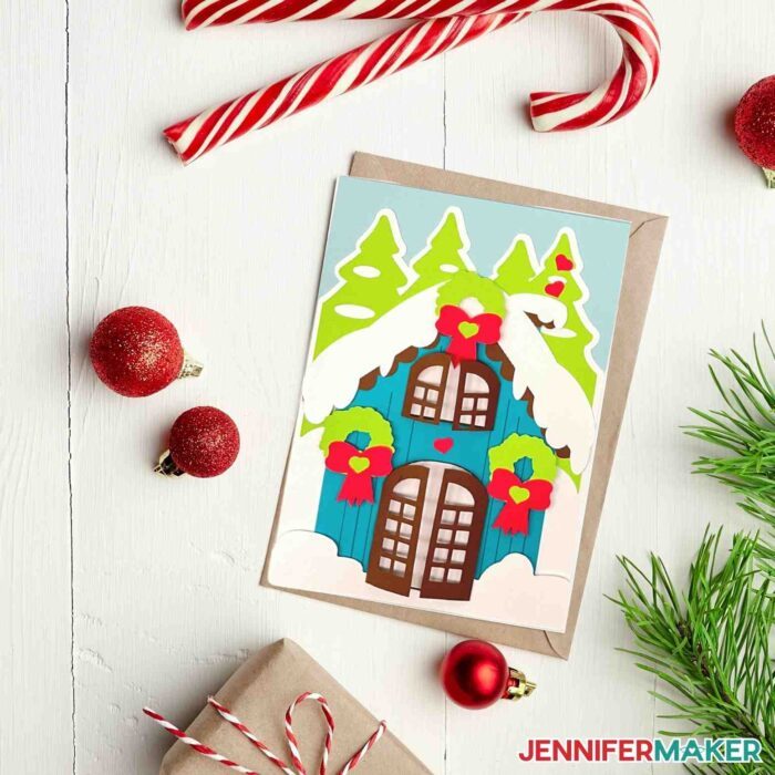 Custom greeting card on a festive background